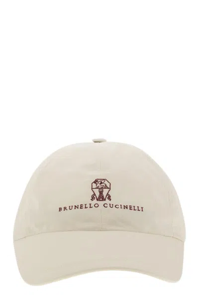 BRUNELLO CUCINELLI BRUNELLO CUCINELLI WATER-REPELLENT MICROFIBRE BASEBALL CAP WITH EMBROIDERED LOGO