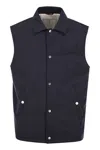 Brunello Cucinelli Water-repellent Microfibre Sleeveless Jacket In Blue