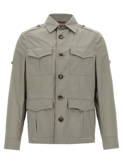 Brunello Cucinelli Water-repellent Techno Cotton Saharan Jacket In Green