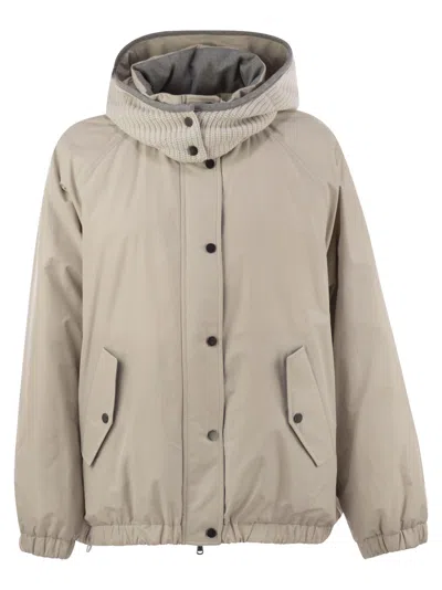 Brunello Cucinelli Water-repellent Techno Cotton Taffeta Down Jacket With Hood