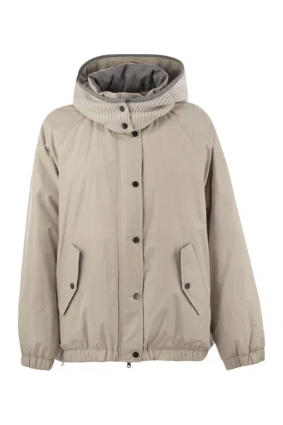 BRUNELLO CUCINELLI BRUNELLO CUCINELLI WATER-REPELLENT TECHNO COTTON TAFFETA DOWN JACKET WITH HOOD
