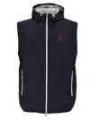 Brunello Cucinelli Blue Nylon Hooded Vest In Blue