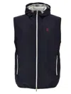Brunello Cucinelli Blue Nylon Hooded Vest In Blue