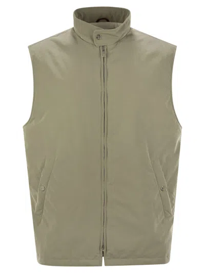 Brunello Cucinelli Water-repellent Vest In Khaki