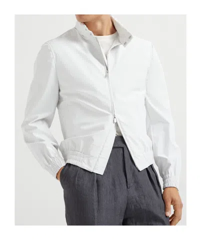 Brunello Cucinelli Water-resistant Bomber Jacket In White
