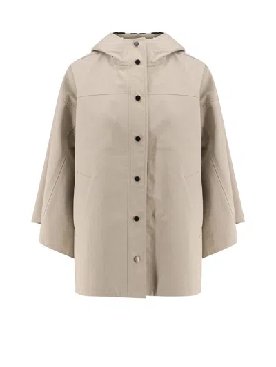 Brunello Cucinelli Water-resistant Bonded Cotton Poplin Hooded Jacket With Heat-bonded Seams In Beige