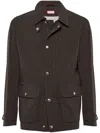 Brunello Cucinelli Cotton Jacket Resistant To Water In Brown