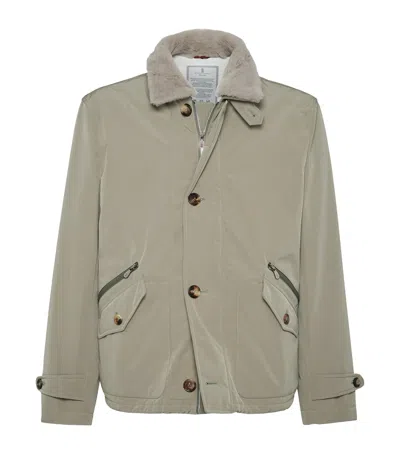 Brunello Cucinelli Water-resistant Detachable Collar Jacket In Neutral