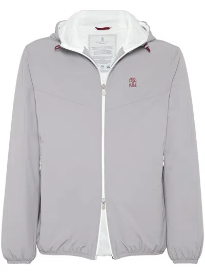 Brunello Cucinelli Water-resistant Hooded Jacket In Gray