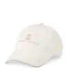 Brunello Cucinelli Baseball Cap In Garment-dyed Twisted Cotton Gabardine With Embroidered Logo In White