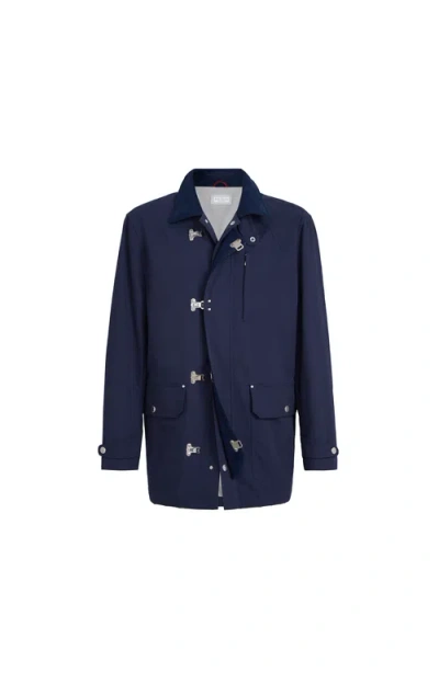 Brunello Cucinelli Corduroy-trimmed Cotton-blend Field Jacket In Blue