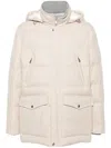 Brunello Cucinelli Knit Insert Down Jacket Puffer Jackets Beige In Beige