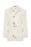 Brunello Cucinelli Water-resistant Belted Parka Jacket In Off-white
