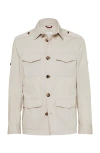 Brunello Cucinelli Men's Linen-silk Concealed Zip Safari Jacket In Cool Beige
