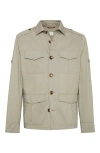Brunello Cucinelli Waterproof Beige Techno Cotton Jacket In Khaki