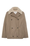 BRUNELLO CUCINELLI BRUNELLO CUCINELLI WATER-RESISTANT TAFFETA DOWN JACKET WITH DETACHABLE SHEARLING COLLAR AND MONILI