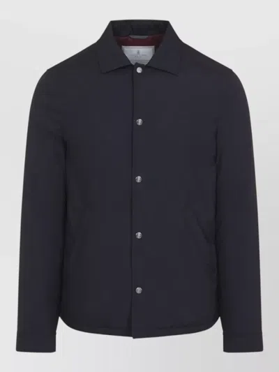 Brunello Cucinelli Water Resistant Technical Shirt Collar Jacket In Blue