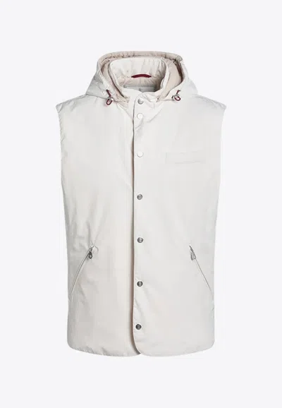 BRUNELLO CUCINELLI WATER-RESISTANT VEST WITH DETACHABLE HOOD