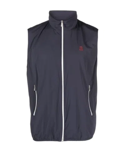Brunello Cucinelli Water-resistant Zip-up Vest In Black