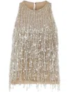 Brunello Cucinelli Paillette Waterfall Silk Tank Top In Neutrals