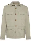 Brunello Cucinelli Waterproof Beige Techno Cotton Jacket In Green