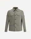 Brunello Cucinelli Waterproof Beige Techno Cotton Jacket In Green