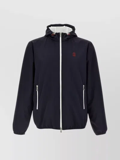 BRUNELLO CUCINELLI WATERPROOF LOGO JACKET WITH HOOD AND POCKETS