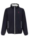 Brunello Cucinelli Men Waterproof Jacket With Hood In Blue