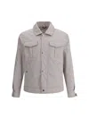 Brunello Cucinelli Waterproof Shirt Jacket With Point Collar In Neutral