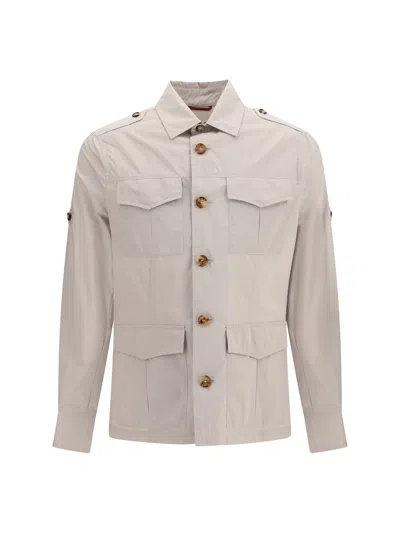 Brunello Cucinelli Water-repellent Cotton Canvas Jacket In Neutral