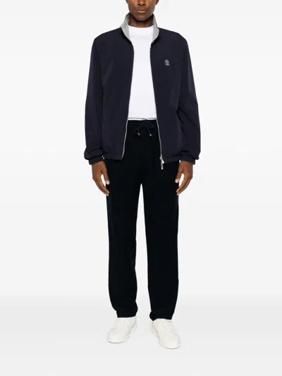 Brunello Cucinelli Water-resistant Blouson Jacket In Blue