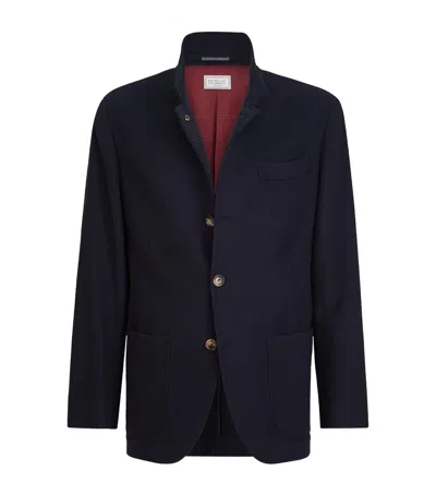 Brunello Cucinelli Water-resistant Cashmere Blazer In Blue