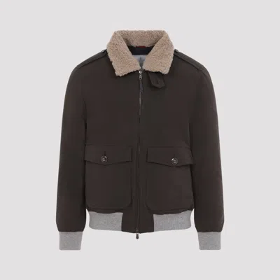 Brunello Cucinelli Water-resistant Cotton Blend Jacket For Men In Brown