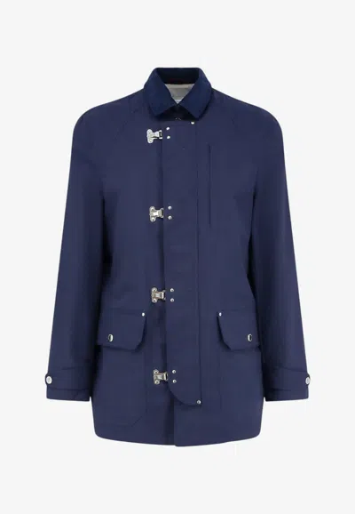 Brunello Cucinelli Water-resistant Hook Jacket In Blue