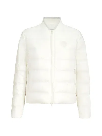 Brunello Cucinelli Water-resistant Matte Nylon Down Jacket With Logo In White