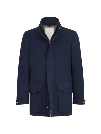 Brunello Cucinelli Water-resistant Microfiber Parka With Thermore® Padding And Packable Hood In Blue