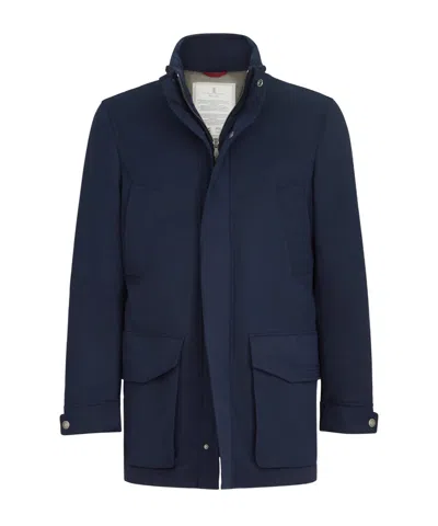 Brunello Cucinelli Water-resistant Microfiber Parka With Thermore Padding And Packable Hood In Blue