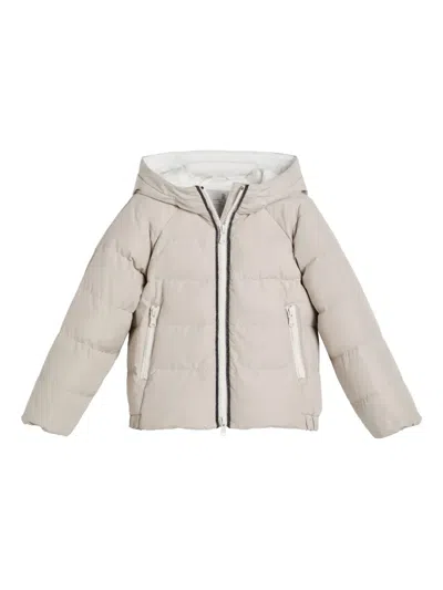 Brunello Cucinelli Kids' Water-resistant Puffer Jacket In Neutrals