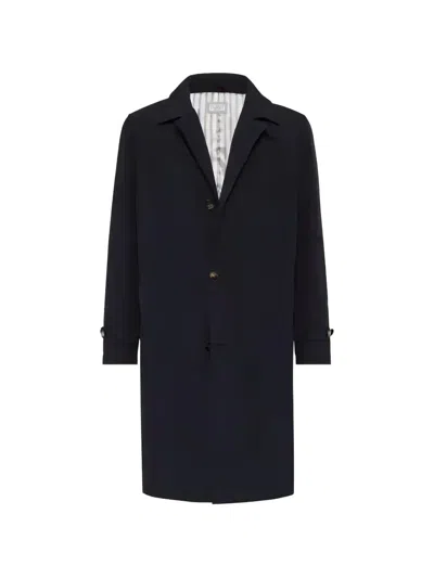 Brunello Cucinelli Water-resistant Trench Coat In Blue