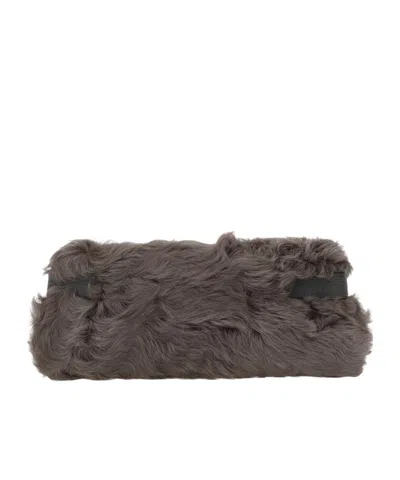 Brunello Cucinelli Wavy Shearling Clutch Bag In Brown