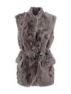 Brunello Cucinelli Shearling Gilet In Brown