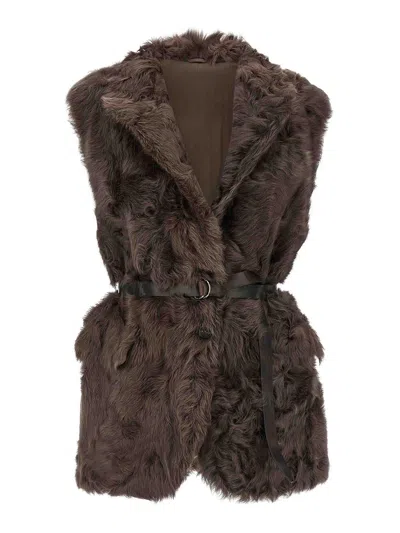 Brunello Cucinelli Wavy Vest In Brown