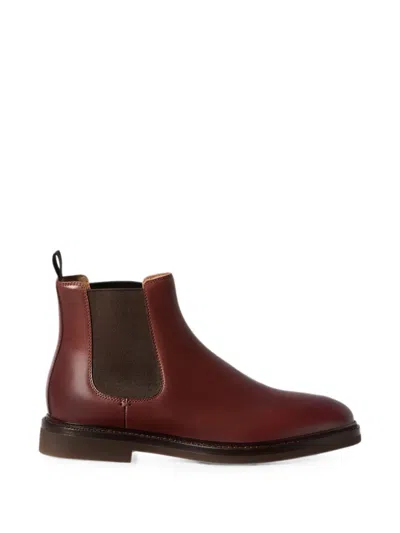 Brunello Cucinelli Waxed Calfskin Chelsea Boots In Burgundy