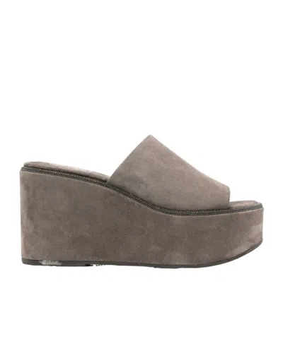 Brunello Cucinelli Wedge Heel Sandals In Green