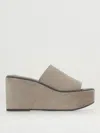 Brunello Cucinelli Suede Slide Wedge Platform Sandals In Beige