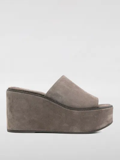 BRUNELLO CUCINELLI HEELED SANDALS BRUNELLO CUCINELLI WOMAN COLOR CHARCOAL,G52649033