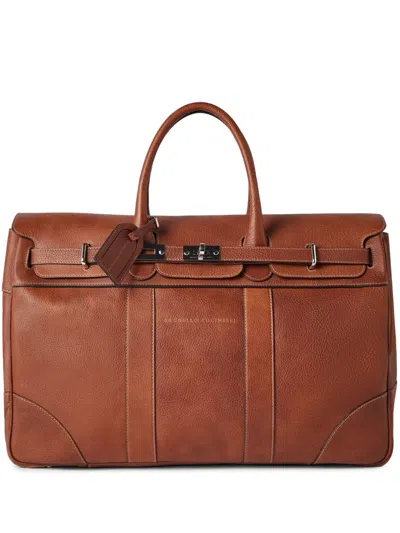 Brunello Cucinelli Weekender Country Luggage Bag In Brown