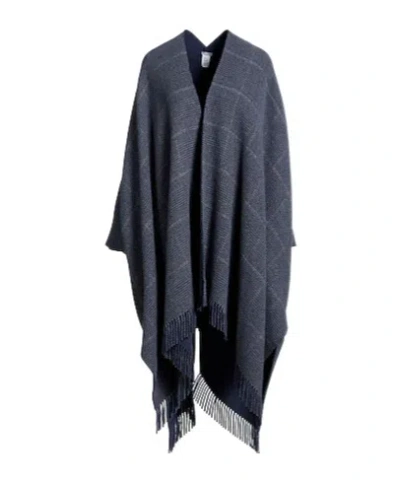 Brunello Cucinelli Welsh Check Cape In Blue