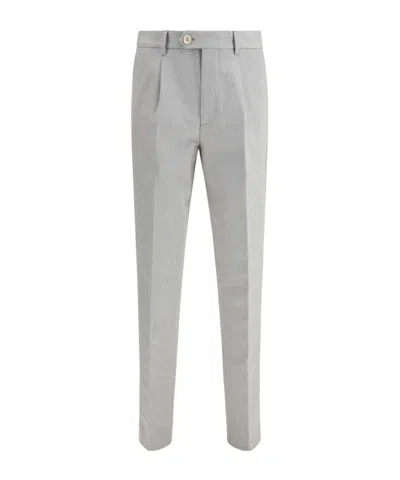 Brunello Cucinelli Welt-pocket Wool Trousers In Gray