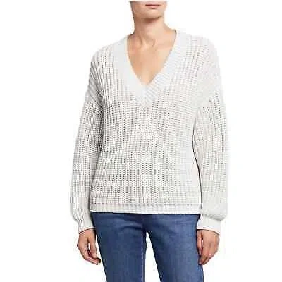 Pre-owned Brunello Cucinelli Wet Effect V-neck Sweater Lux -$2000 Retail In White
